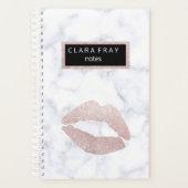elegant girale roos goud glitter lippen witte marm planner (Voorkant)