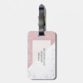 elegant girale roos goud glitter witte marmer bagagelabel (Achterkant verticaal)