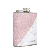 elegant girale roos goud glitter witte marmer heupfles (Rechts)