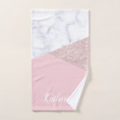 Elegant girale roos goud glitter witte marmer roze bad handdoek (Handdoek)