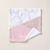 Elegant girale roos goud glitter witte marmer roze bad handdoek (Wasdoekje)