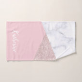 Elegant girale roos goud glitter witte marmer roze bad handdoek (Handdoek)