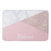 Elegant girale roos goud glitter witte marmer roze badmat (Voorkant)