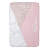 Elegant girale roos goud glitter witte marmer roze badmat (Voorkant Verticaal)