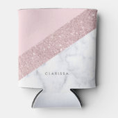 elegant girale roos goud glitter witte marmer roze blikjeskoeler (Voorkant)