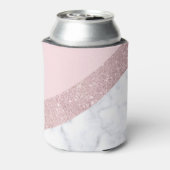 elegant girale roos goud glitter witte marmer roze blikjeskoeler (Blikje Achterkant)