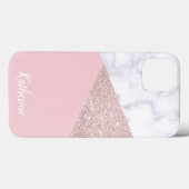 Elegant girale roos goud glitter witte marmer roze Case-Mate iPhone case (Achterkant (horizontaal))