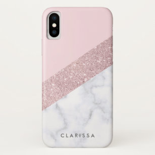 elegant girale roos goud glitter witte marmer roze Case-Mate iPhone case