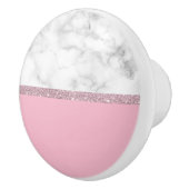 Elegant girale roos goud glitter witte marmer roze keramische knop (Rechts)