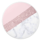 elegant girale roos goud glitter witte marmer roze keramische knop (Voorkant)