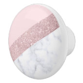 elegant girale roos goud glitter witte marmer roze keramische knop (Rechts)