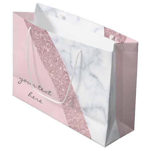 elegant girale roos goud glitter witte marmer roze large cadeautasje (Voorkant Gekanteld)