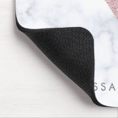 elegant girale roos goud glitter witte marmer roze muismat (Hoek)