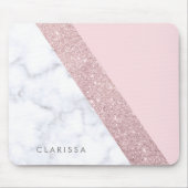 elegant girale roos goud glitter witte marmer roze muismat (Voorkant)