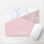 Elegant girale roos goud glitter witte marmer roze muismat (Met muis)