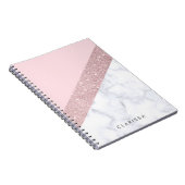 elegant girale roos goud glitter witte marmer roze notitieboek (Rechterzijde)