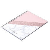 elegant girale roos goud glitter witte marmer roze notitieboek (Linkerzijde)