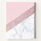 elegant girale roos goud glitter witte marmer roze notitieboek (Achterkant)