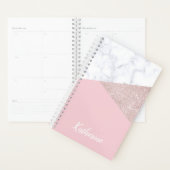 Elegant girale roos goud glitter witte marmer roze planner (Display)