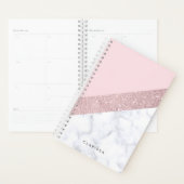 elegant girale roos goud glitter witte marmer roze planner (Display)