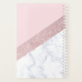 elegant girale roos goud glitter witte marmer roze planner (Achterkant)