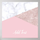 Elegant girale roos goud glitter witte marmer roze poster (Voorkant)