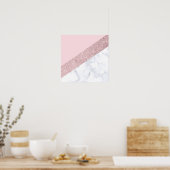 elegant girale roos goud glitter witte marmer roze poster (Keuken)