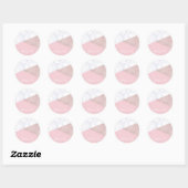 Elegant girale roos goud glitter witte marmer roze ronde sticker (Vel)
