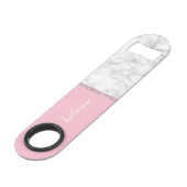 Elegant girale roos goud glitter witte marmer roze speed flessenopener (Achterkant Gekanteld)