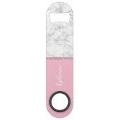 Elegant girale roos goud glitter witte marmer roze speed flessenopener (Voorkant)