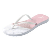 Elegant girale roos goud glitter witte marmer roze teenslippers (Schuin)