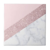 elegant girale roos goud glitter witte marmer roze tegeltje (Voorkant)