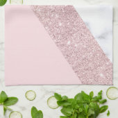 elegant girale roos goud glitter witte marmer roze theedoek (Gevouwen)