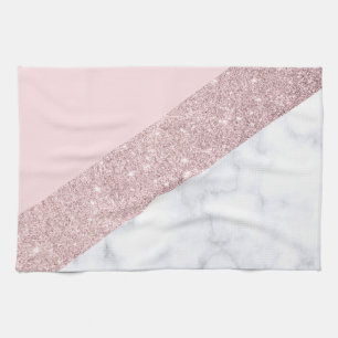 elegant girale roos goud glitter witte marmer roze theedoek