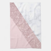 elegant girale roos goud glitter witte marmer roze theedoek (Verticaal)