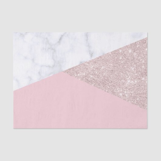 Elegant girale roos goud glitter witte marmer roze tissuepapier (Voorkant)