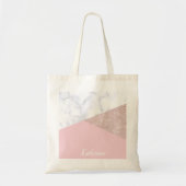 Elegant girale roos goud glitter witte marmer roze tote bag (Voorkant)
