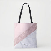elegant girale roos goud glitter witte marmer roze tote bag (Voorkant)