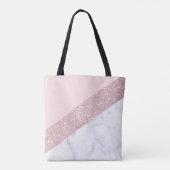 elegant girale roos goud glitter witte marmer roze tote bag (Achterkant)