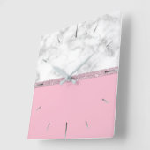 Elegant girale roos goud glitter witte marmer roze vierkante klok (Hoek)
