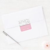 Elegant girale roos goud glitter witte marmer roze vierkante sticker (Envelop)