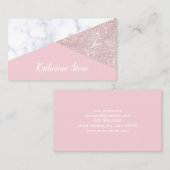 Elegant girale roos goud glitter witte marmer roze visitekaartje (Voorkant / Achterkant)