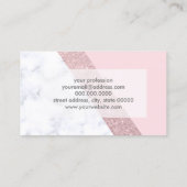 elegant girale roos goud glitter witte marmer roze visitekaartje (Achterkant)
