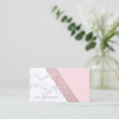 elegant girale roos goud glitter witte marmer roze visitekaartje (Staand voorkant)