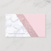 elegant girale roos goud glitter witte marmer roze visitekaartje (Voorkant)