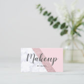 elegant girale roos goud glitter witte marmer roze visitekaartje (Staand voorkant)