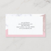 Elegant girale roos goud glitter witte marmer roze visitekaartje (Achterkant)