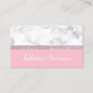 Elegant girale roos goud glitter witte marmer roze visitekaartje