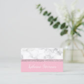 Elegant girale roos goud glitter witte marmer roze visitekaartje (Staand voorkant)