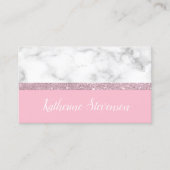 Elegant girale roos goud glitter witte marmer roze visitekaartje (Voorkant)